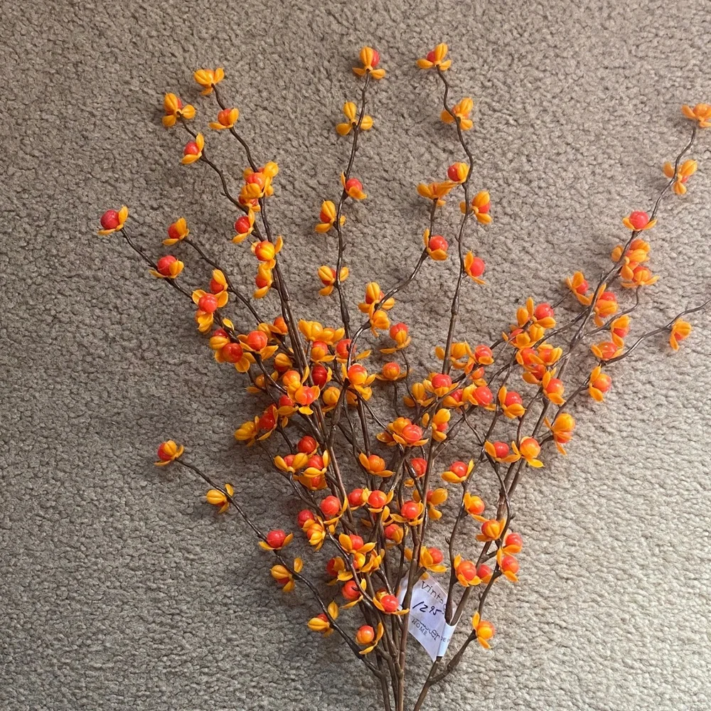 Orange and Red Bittersweet Faux Floral Branch
